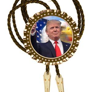 Donald Trump President Bolo Tie All Metal Necktie Photo Art Hand Made New All Br